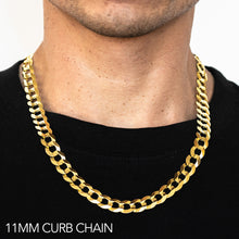 Load image into Gallery viewer, 10K 11MM YELLOW GOLD HOLLOW CURB 30&quot; CHAIN NECKLACE (AVAILABLE IN LENGTHS 7&quot; - 30&quot;)
