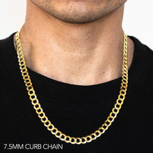 Load image into Gallery viewer, 10K 7.5MM YELLOW GOLD HOLLOW CURB 16&quot; CHAIN NECKLACE (AVAILABLE IN LENGTHS 7&quot; - 30&quot;)
