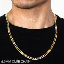 Load image into Gallery viewer, 10K 6.5MM YELLOW GOLD HOLLOW CURB 16&quot; CHAIN NECKLACE (AVAILABLE IN LENGTHS 7&quot; - 30&quot;)
