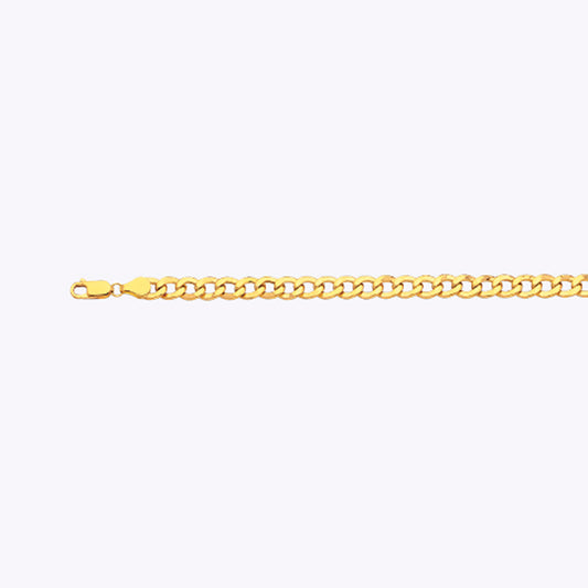 14K 6.5MM YELLOW GOLD HOLLOW CURB 30" CHAIN NECKLACE (AVAILABLE IN LENGTHS 7" - 30")