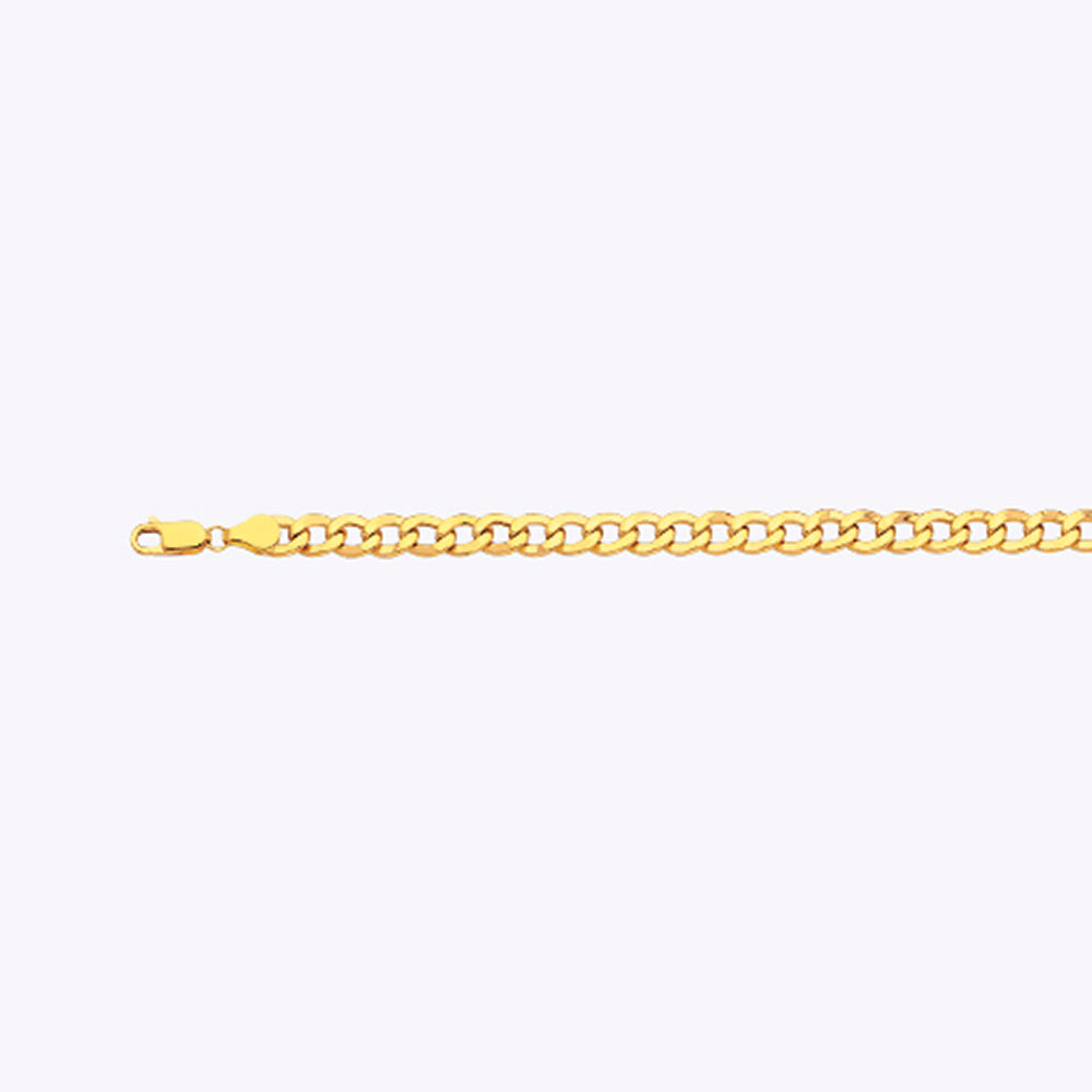 14K 6.5MM YELLOW GOLD HOLLOW CURB 28" CHAIN NECKLACE (AVAILABLE IN LENGTHS 7" - 30")
