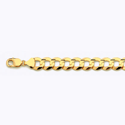14K 14MM YELLOW GOLD SOLID CURB 22" CHAIN NECKLACE (AVAILABLE IN LENGTHS 7" - 30")