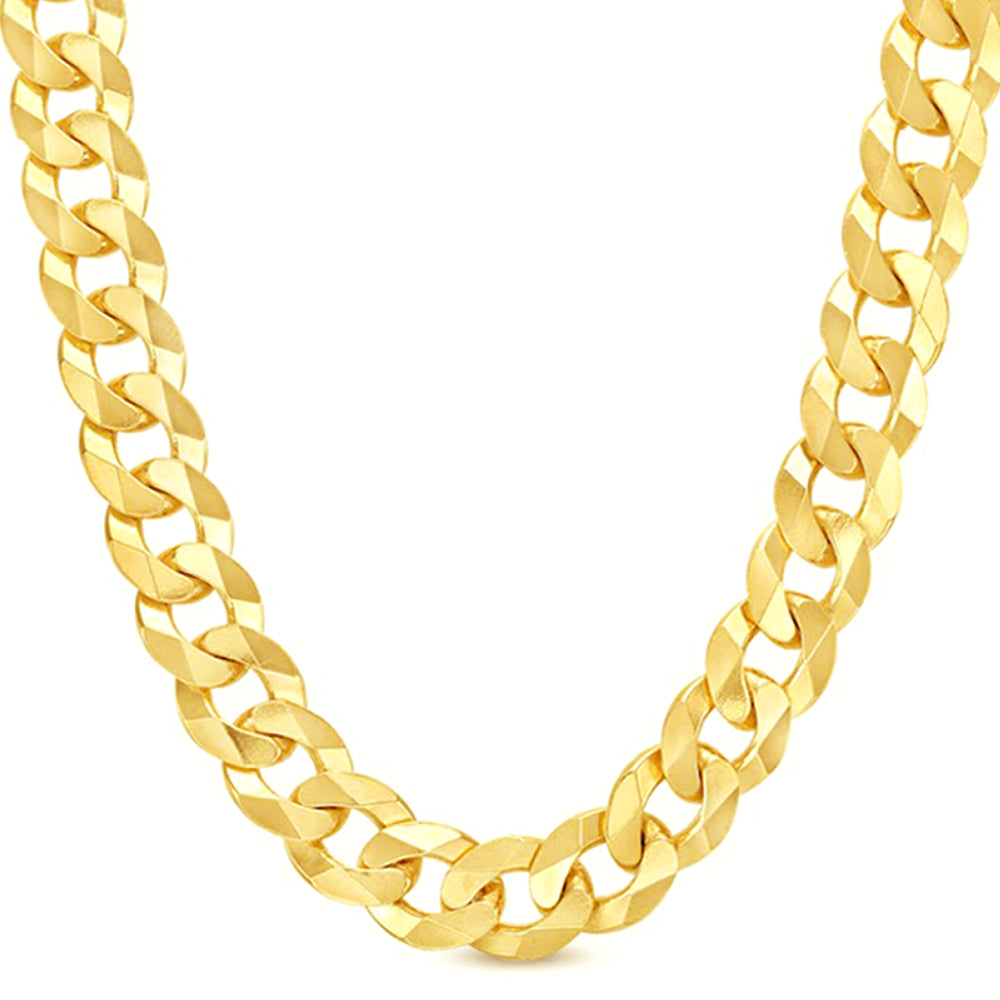 14K 14MM YELLOW GOLD SOLID CURB 16