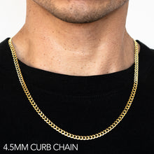 Load image into Gallery viewer, 10K 4.5MM YELLOW GOLD HOLLOW CURB 16&quot; CHAIN NECKLACE (AVAILABLE IN LENGTHS 7&quot; - 30&quot;)
