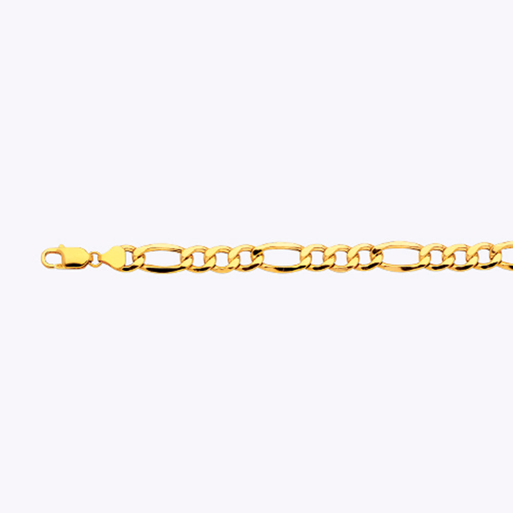 14K 9.5MM YELLOW GOLD HOLLOW FIGARO 26