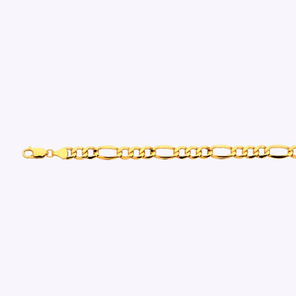 14K 7.5MM YELLOW GOLD HOLLOW FIGARO 7