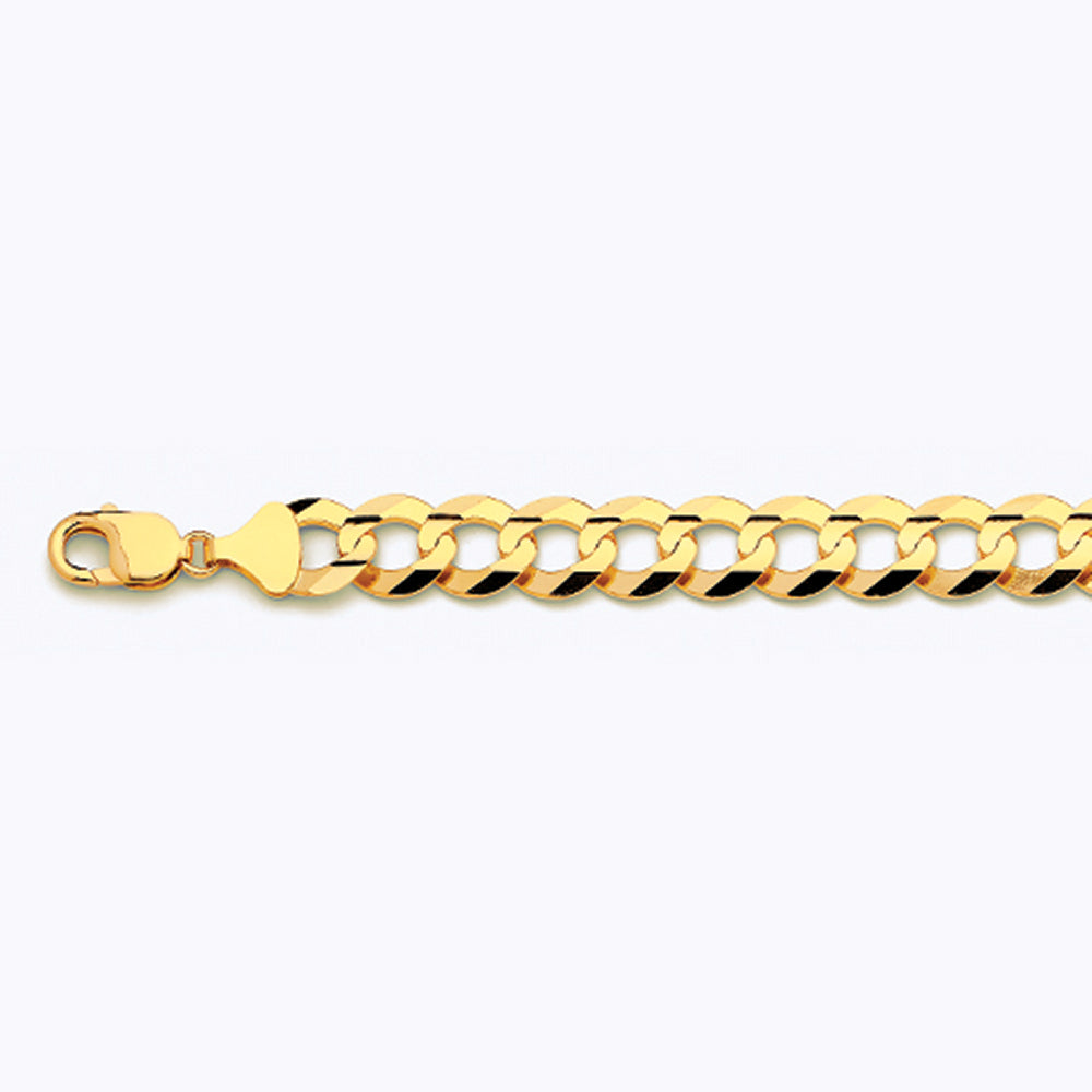 14K 13MM YELLOW GOLD SOLID CURB 8.5