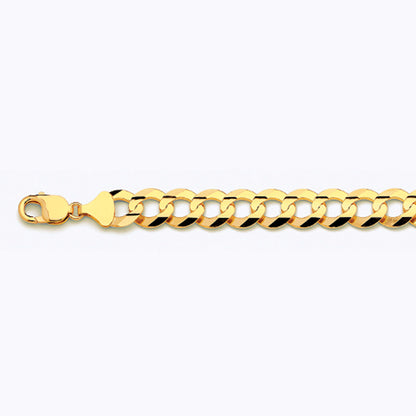 10K 13MM YELLOW GOLD SOLID CURB 24" CHAIN NECKLACE (AVAILABLE IN LENGTHS 7" - 30")