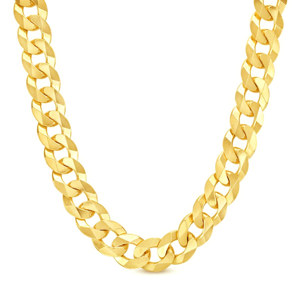 10K 13MM YELLOW GOLD SOLID CURB 16