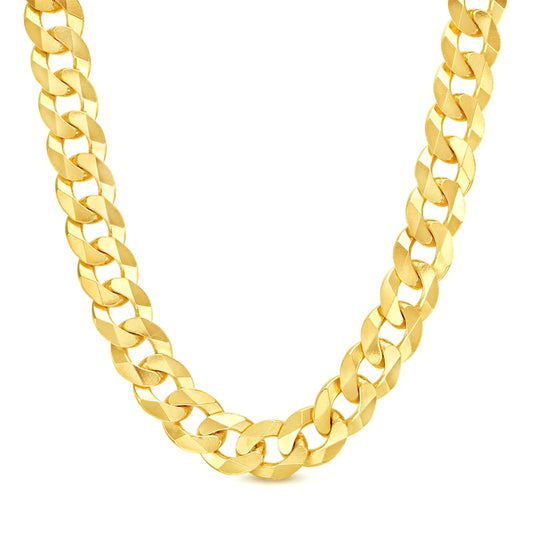 14K 13MM YELLOW GOLD SOLID CURB 30" CHAIN NECKLACE (AVAILABLE IN LENGTHS 7" - 30")