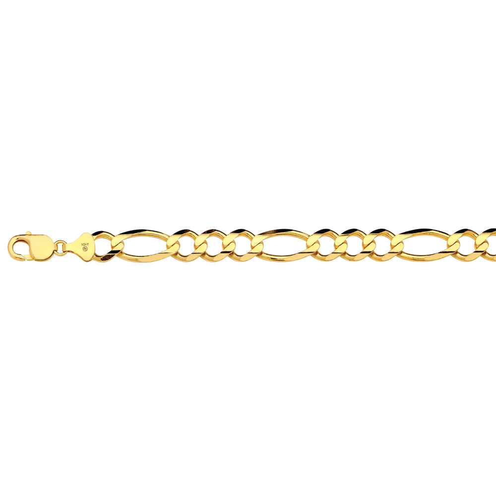 14K 12MM YELLOW GOLD SOLID FIGARO 22