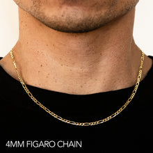 Load image into Gallery viewer, 10K 4MM YELLOW GOLD HOLLOW FIGARO 16&quot; CHAIN NECKLACE (AVAILABLE IN LENGTHS 7&quot; - 30&quot;)
