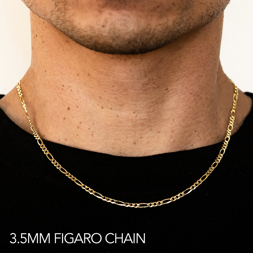 10K 3.5MM YELLOW GOLD HOLLOW FIGARO 22