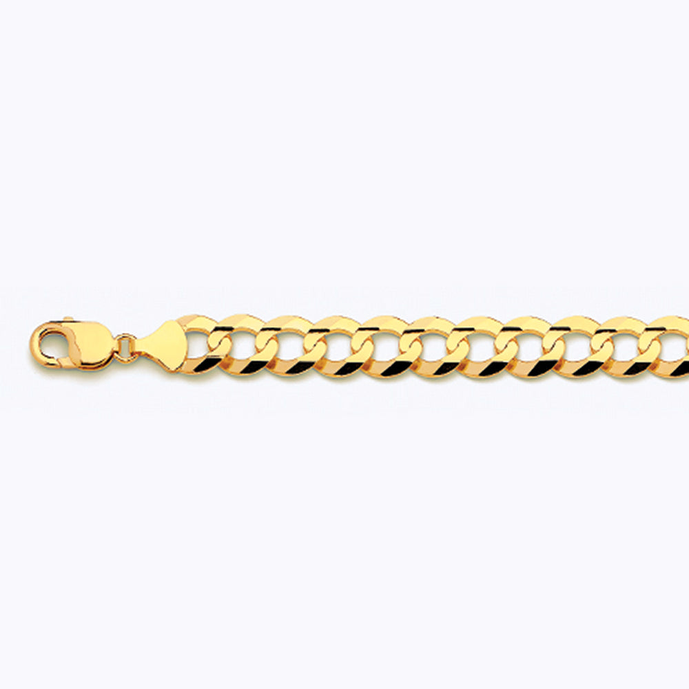 14K 12MM YELLOW GOLD SOLID CURB 9