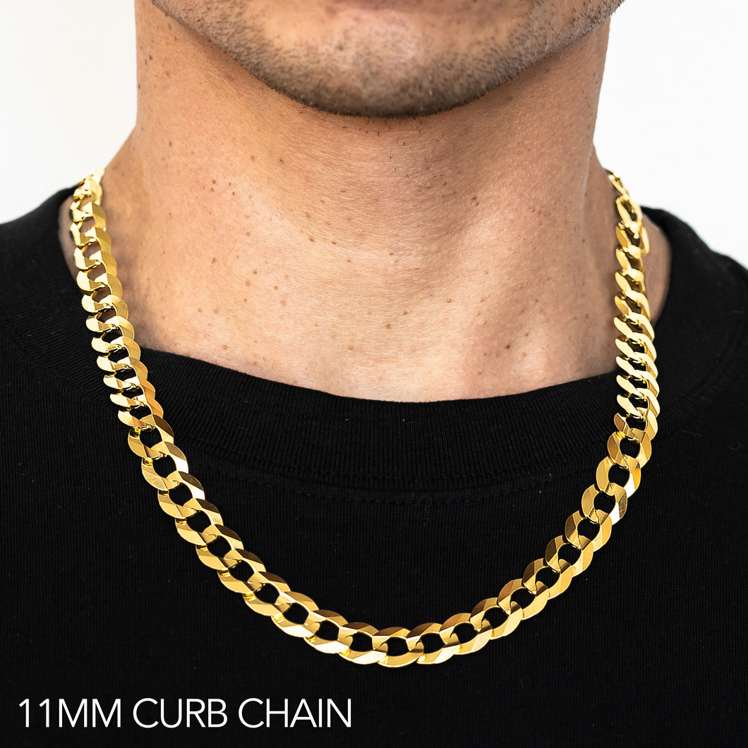 10K 11MM YELLOW GOLD SOLID CURB 26