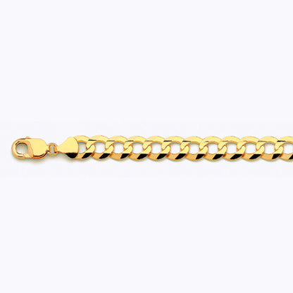 14K 11MM YELLOW GOLD SOLID CURB 20" CHAIN NECKLACE (AVAILABLE IN LENGTHS 7" - 30")