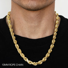 Load image into Gallery viewer, 10K 10MM YELLOW GOLD DC HOLLOW ROPE 20&quot; CHAIN NECKLACE (AVAILABLE IN LENGTHS 7&quot; - 30&quot;)
