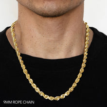 Load image into Gallery viewer, 10K 9MM YELLOW GOLD DC HOLLOW ROPE 16&quot; CHAIN NECKLACE (AVAILABLE IN LENGTHS 7&quot; - 30&quot;)
