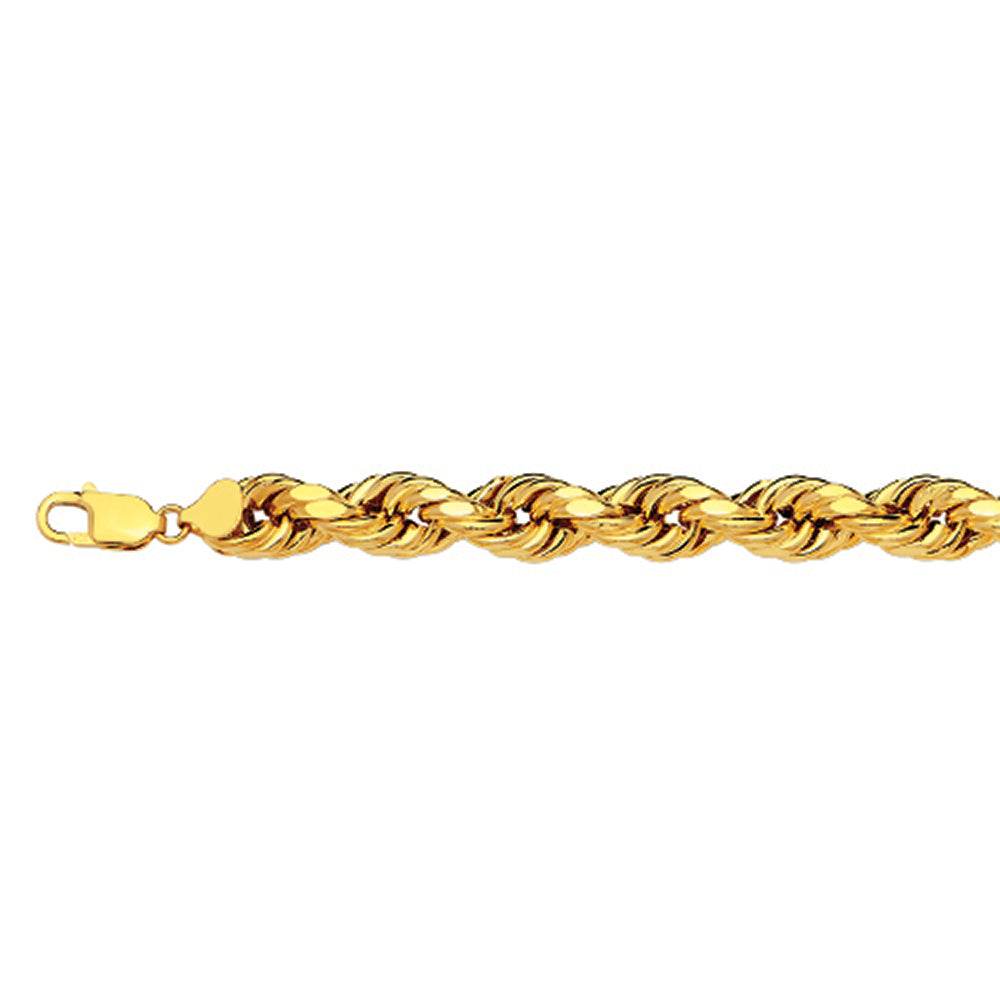 14K 8MM YELLOW GOLD DC HOLLOW ROPE 8.5