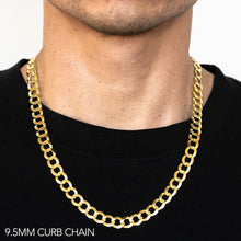 Load image into Gallery viewer, 10K 9.5MM YELLOW GOLD SOLID CURB 18&quot; CHAIN NECKLACE (AVAILABLE IN LENGTHS 7&quot; - 30&quot;)
