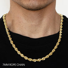 Load image into Gallery viewer, 10K 7MM YELLOW GOLD DC HOLLOW ROPE 24&quot; CHAIN NECKLACE (AVAILABLE IN LENGTHS 7&quot; - 30&quot;)
