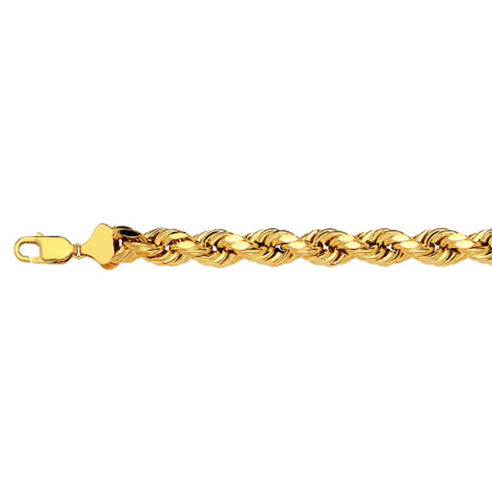 14K 7MM YELLOW GOLD DC HOLLOW ROPE 7