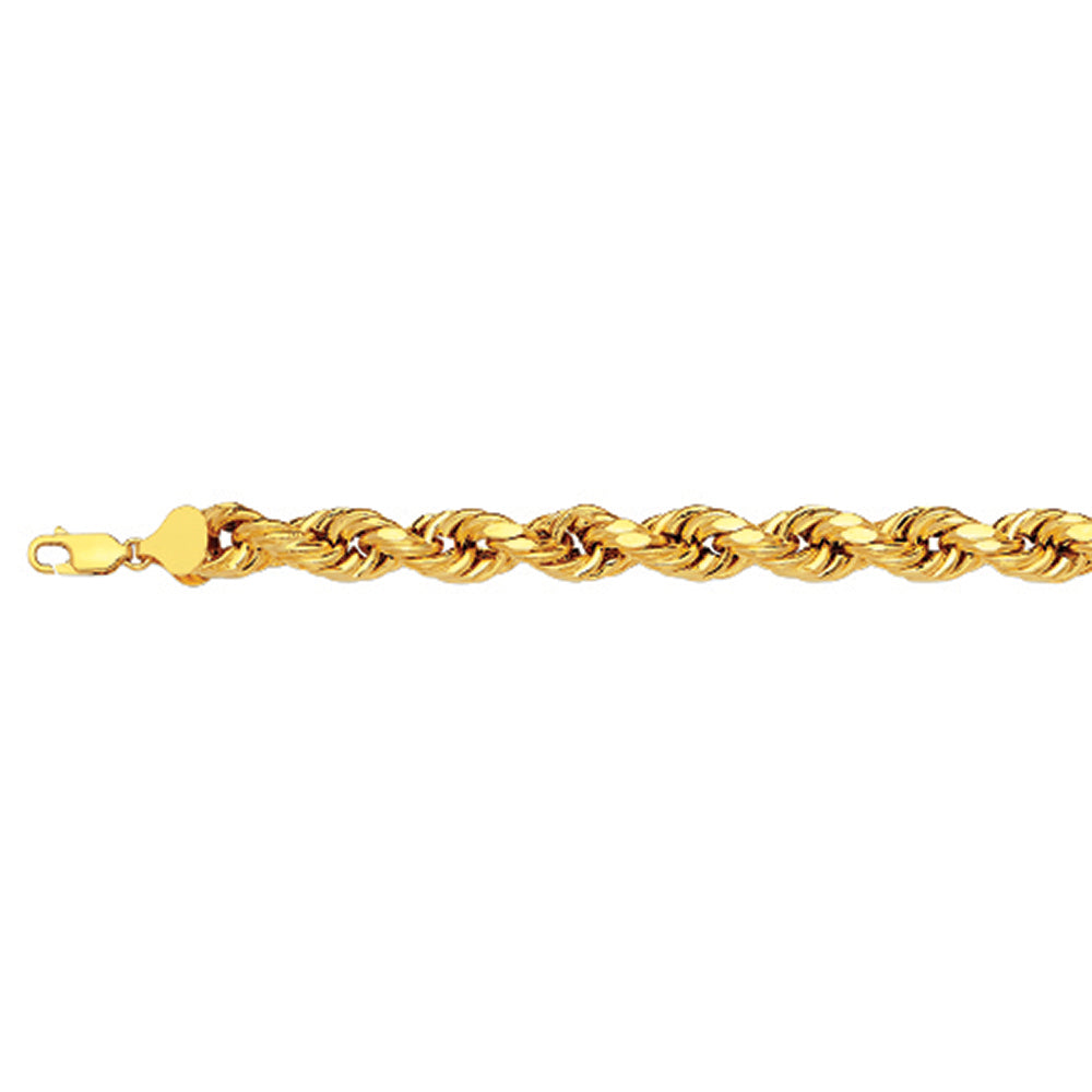 14K 6MM YELLOW GOLD DC HOLLOW ROPE 8.5