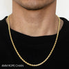 Load image into Gallery viewer, 10K 4MM YELLOW GOLD DC HOLLOW ROPE 18&quot; CHAIN NECKLACE (AVAILABLE IN LENGTHS 7&quot; - 30&quot;)
