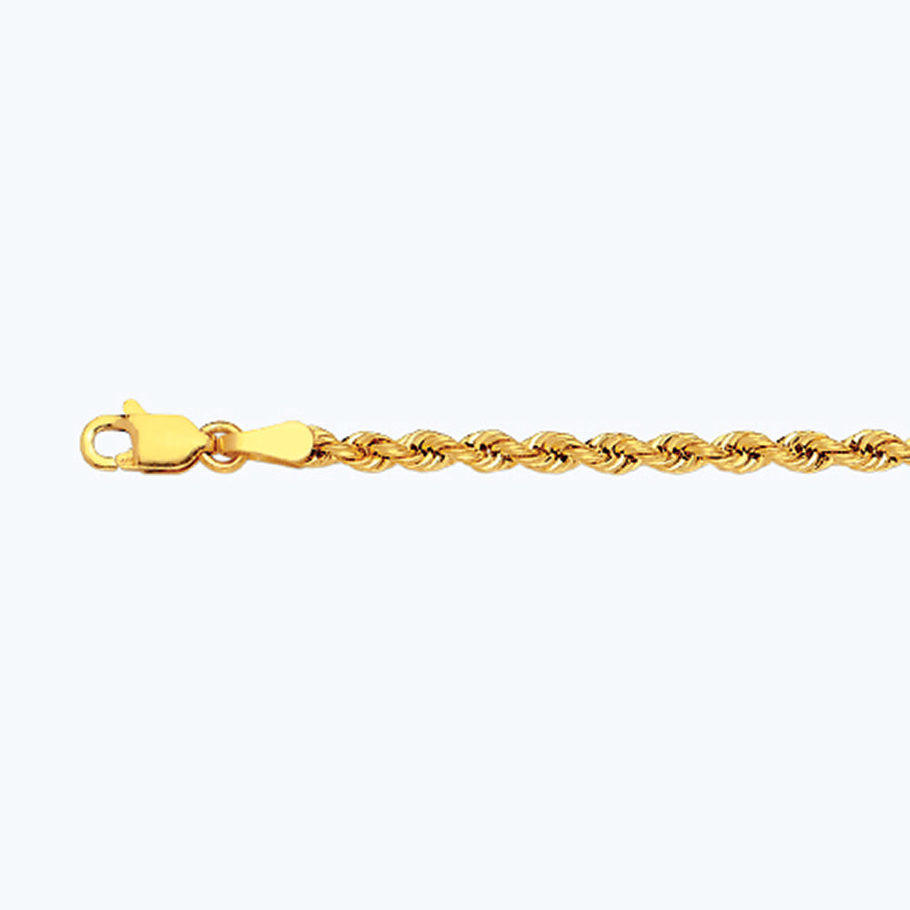 14K 2.5MM YELLOW GOLD DC HOLLOW ROPE 7