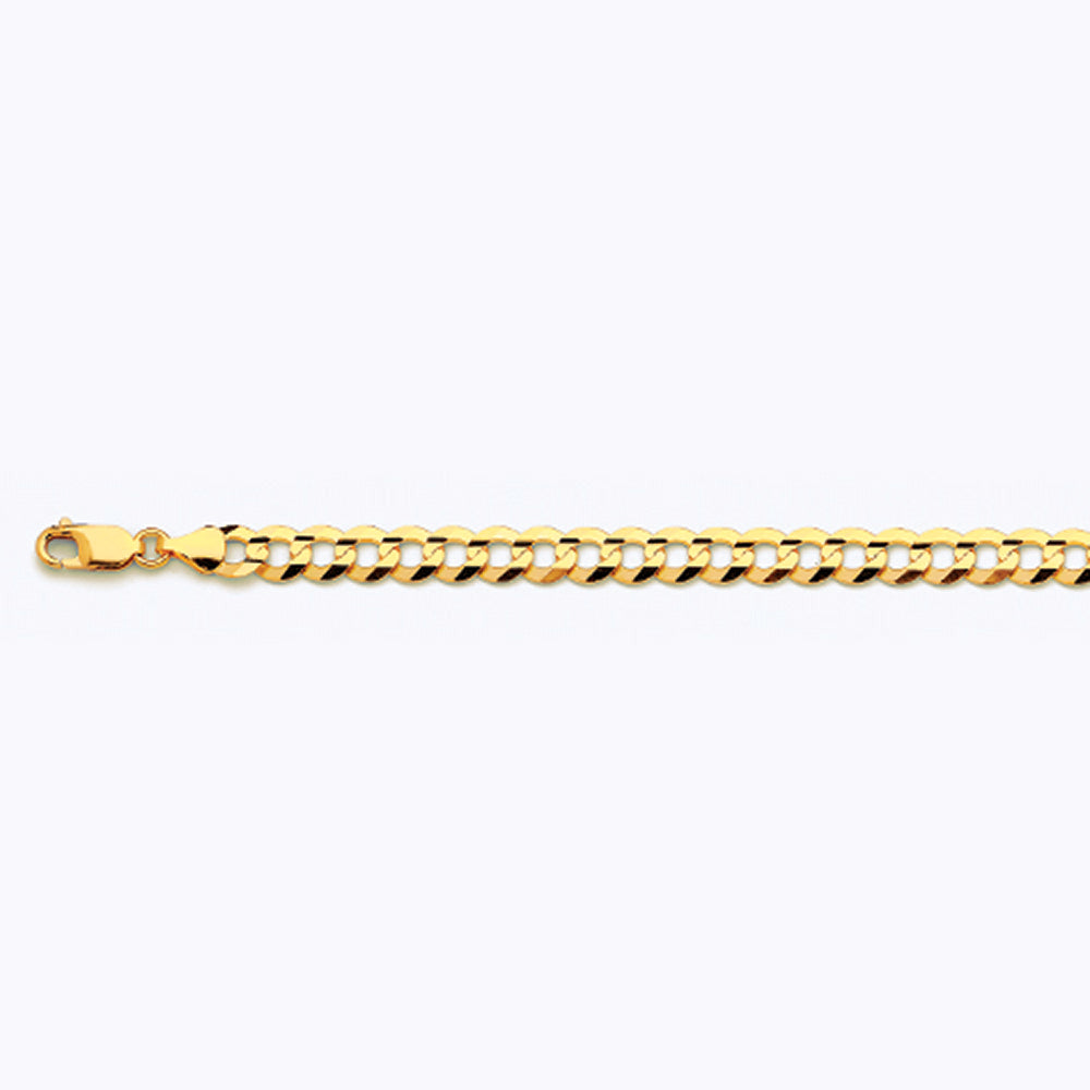 14K 7MM YELLOW GOLD SOLID CURB 7