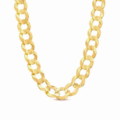 14K 7MM YELLOW GOLD SOLID CURB 20" CHAIN NECKLACE (AVAILABLE IN LENGTHS 7" - 30")
