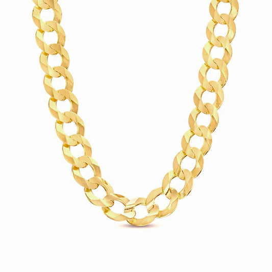 14K 7MM YELLOW GOLD SOLID CURB 20" CHAIN NECKLACE (AVAILABLE IN LENGTHS 7" - 30")
