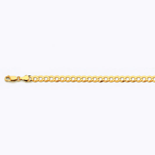 10K 5.5MM YELLOW GOLD SOLID CURB 7.5" CHAIN BRACELET (AVAILABLE IN LENGTHS 7" - 30")