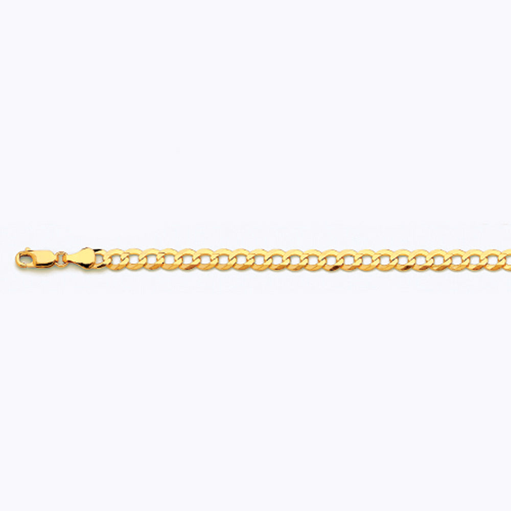 10K 5.5MM YELLOW GOLD SOLID CURB 9" CHAIN BRACELET (AVAILABLE IN LENGTHS 7" - 30")