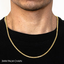 Load image into Gallery viewer, 10K 3MM YELLOW GOLD PALM 16&quot; CHAIN NECKLACE (AVAILABLE IN LENGTHS 7&quot; - 30&quot;)
