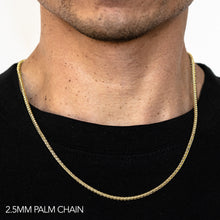 Load image into Gallery viewer, 10K 2.5MM YELLOW GOLD PALM 16&quot; CHAIN NECKLACE (AVAILABLE IN LENGTHS 7&quot; - 30&quot;)
