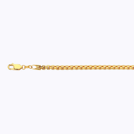 18K 3.5MM YELLOW GOLD SOLID VENETIAN BOX 8" CHAIN BRACELET (AVAILABLE IN LENGTHS 7" - 30")