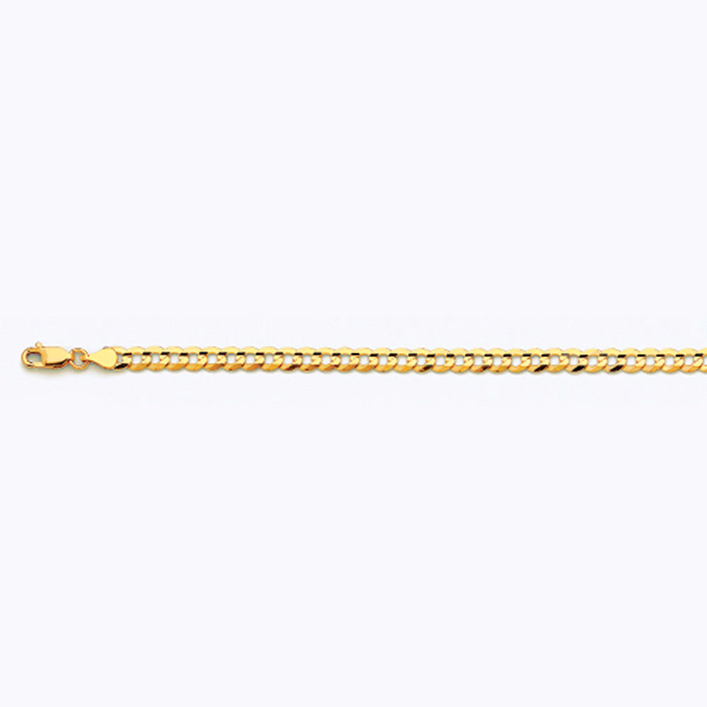 10K 4.5MM YELLOW GOLD SOLID CURB 7" CHAIN BRACELET (AVAILABLE IN LENGTHS 7" - 30")
