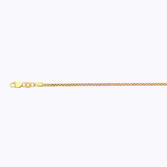 18K 1.5MM YELLOW GOLD SOLID VENETIAN BOX 7.5" CHAIN BRACELET (AVAILABLE IN LENGTHS 7" - 30")
