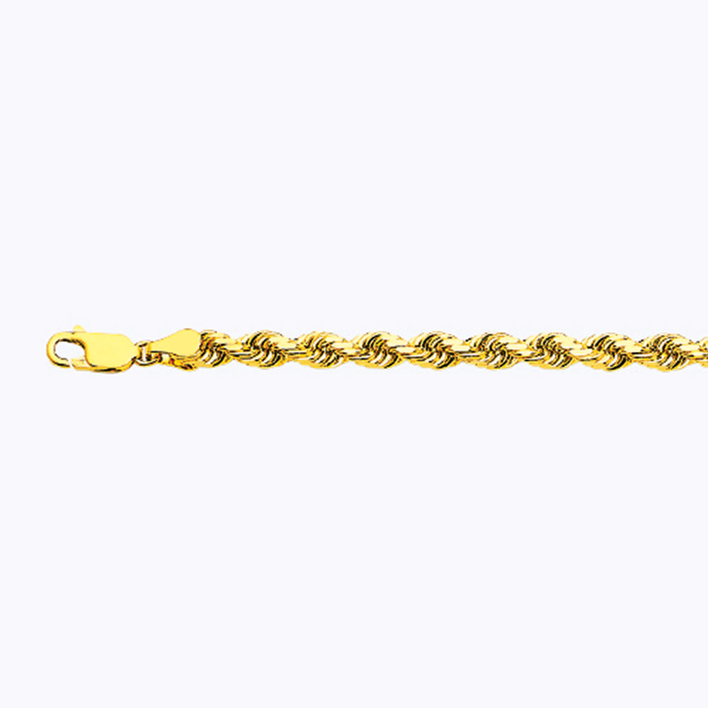 14K 5MM YELLOW GOLD SOLID DC ROPE 9