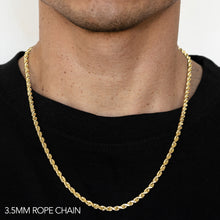 Load image into Gallery viewer, 10K 3.5MM YELLOW GOLD SOLID DC ROPE 20&quot; CHAIN NECKLACE (AVAILABLE IN LENGTHS 7&quot; - 30&quot;)
