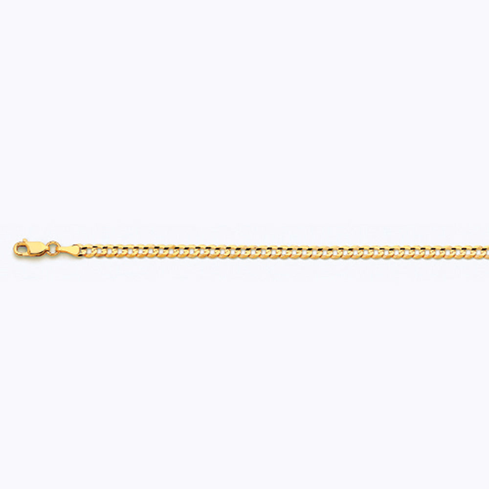 14K 3.5MM YELLOW GOLD SOLID CURB 7