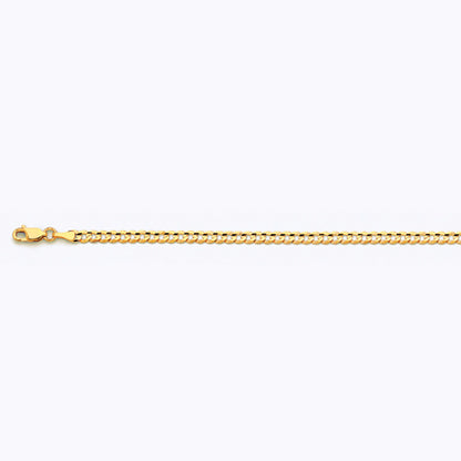 10K 3.5MM YELLOW GOLD SOLID CURB 22" CHAIN NECKLACE (AVAILABLE IN LENGTHS 7" - 30")