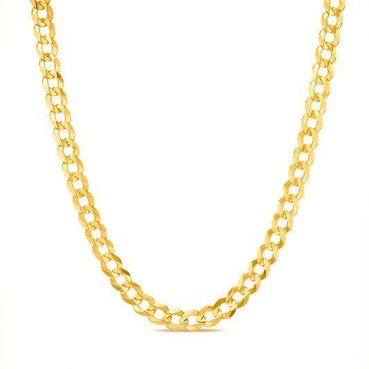 10K 3.5MM YELLOW GOLD SOLID CURB 22" CHAIN NECKLACE (AVAILABLE IN LENGTHS 7" - 30")