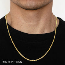 Load image into Gallery viewer, 18K 3MM YELLOW GOLD SOLID DC ROPE 24&quot; CHAIN NECKLACE (AVAILABLE IN LENGTHS 7&quot; - 30&quot;)
