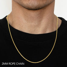 Load image into Gallery viewer, 18K 2MM YELLOW GOLD SOLID DC ROPE 24&quot; CHAIN NECKLACE (AVAILABLE IN LENGTHS 7&quot; - 30&quot;)
