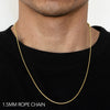 Load image into Gallery viewer, 10K 1.5MM YELLOW GOLD SOLID DC ROPE 24&quot; CHAIN NECKLACE (AVAILABLE IN LENGTHS 7&quot; - 30&quot;)
