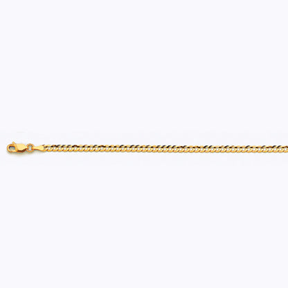14K 3MM YELLOW GOLD SOLID CURB 30" CHAIN NECKLACE (AVAILABLE IN LENGTHS 7" - 30")