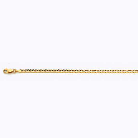 10K 3MM YELLOW GOLD SOLID CURB 8.5" CHAIN BRACELET (AVAILABLE IN LENGTHS 7" - 30")