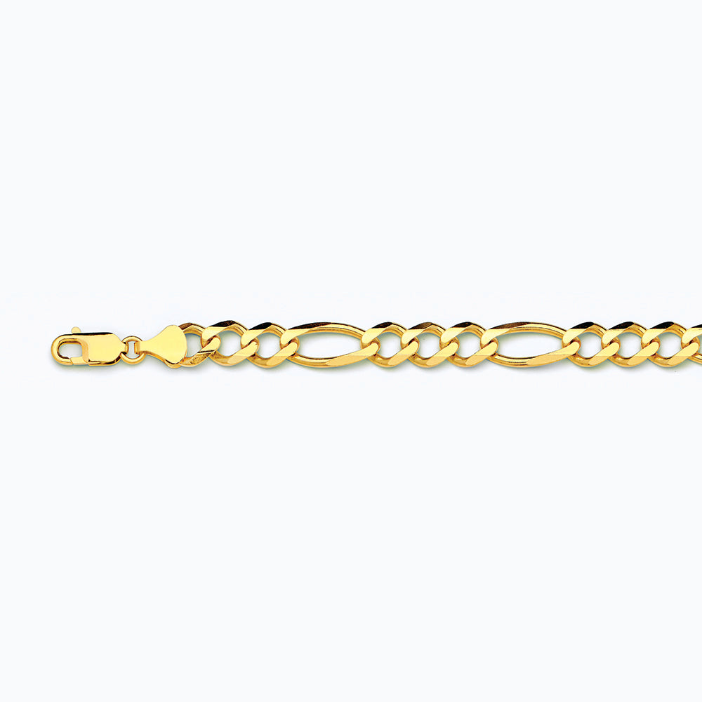 14K 9.5MM YELLOW GOLD SOLID FIGARO 22